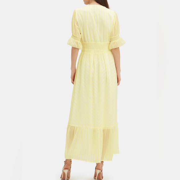 Notes Du Nord Kennedy Maxi Dress Yellow White Stripe 36 Small NWT - Picture 3 of 12